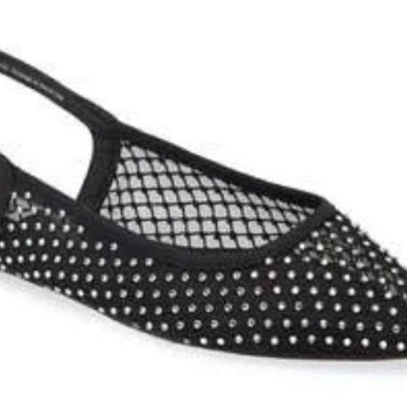 Steve Madden Shoes - Steve Madden Black Studded Mesh Slingback Flat